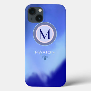 iPhone 13 Coque monogramme bleu
