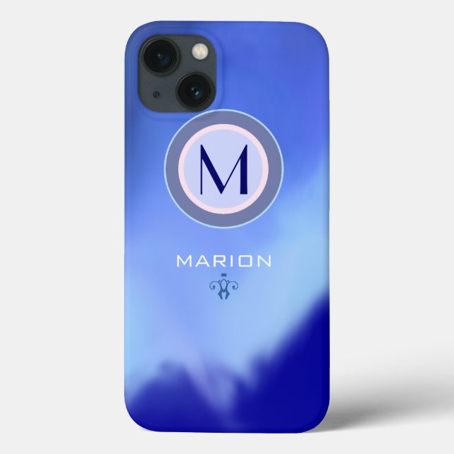 Coques Case-Mate iPhone monogramme bleu (Verso)