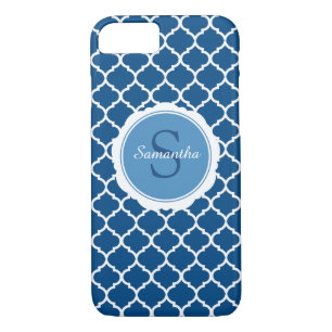 Case-Mate iPhone Case Monogramme bleu blanc moderne géométrique