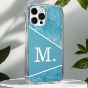 Coque iPhone 16 Pro Max Monogramme bleu clair moderne