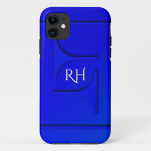 Coque iPhone 11 Monogramme bleu cobalt
