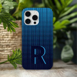 Coque Case-Mate iPhone Monogramme bleu demi-teinte moderne initiale perso<br><div class="desc">Monogram Blue Halftone Modern Initial coque iphone personnalisé dispose d'un simple motif de demi-ton bleu moderne avec monogramme ci-dessous dans la typographie de script moderne. Parfait comme cadeau pour Noël,  anniversaire,  Fête des pères et plus encore. Conçu par ©2024 Evco Studio www.zazzle.com/store/evcostudio</div>