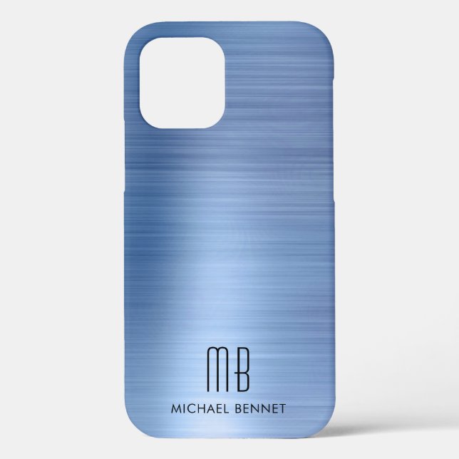 Coques Case-Mate iPhone Monogramme Bleu Élégant  (Verso)