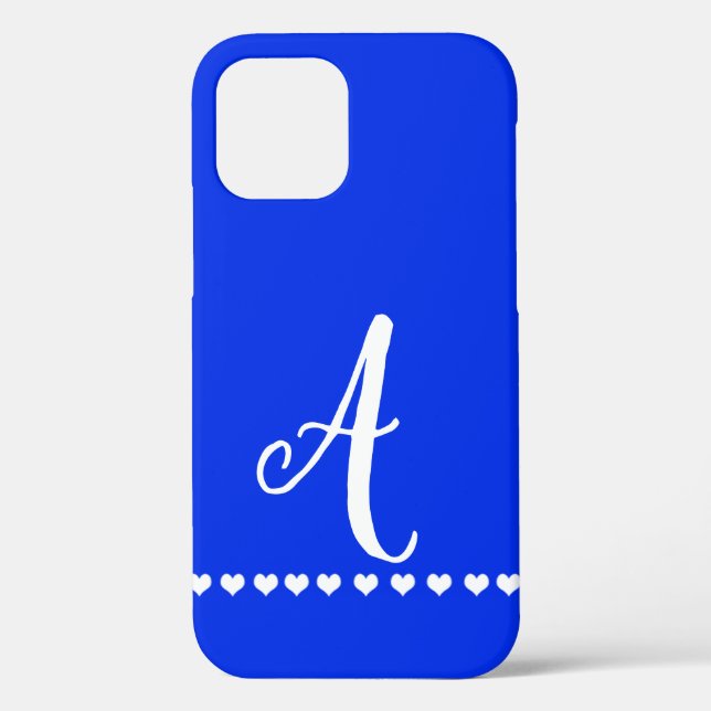 Coques Case-Mate iPhone Monogramme bleu et blanc initial (Verso)