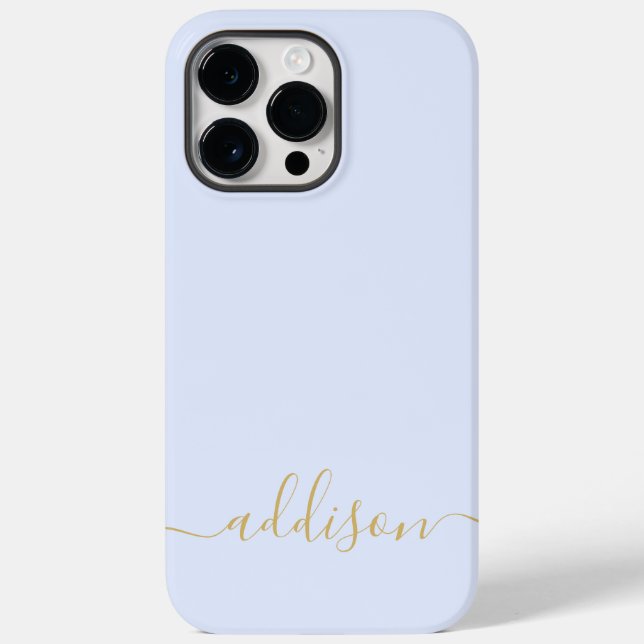Coques Case-Mate iPhone Monogramme Bleu Fille Script moderne personnalisé (Verso)