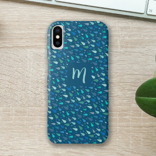 Case-Mate iPhone Case monogramme bleu gouttes de pluie