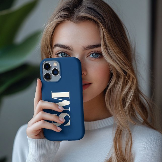 Coques Case-Mate iPhone Monogramme bleu marine initial (Créateur téléchargé)