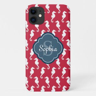 Case-Mate iPhone Case Monogramme bleu Motif de cheval rouge unique