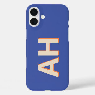 Coque Pour iPhone 16 Plus Monogramme bleu orange moderne