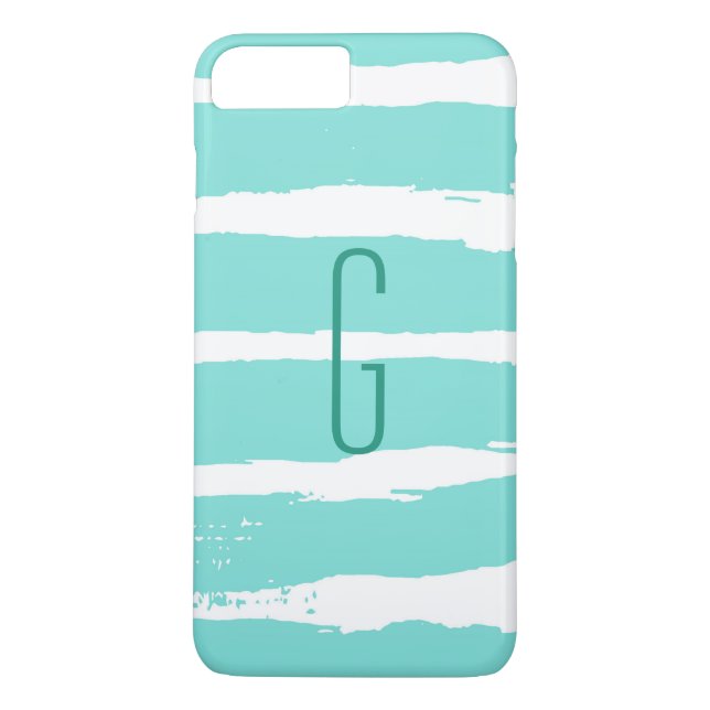 Coques Case-Mate iPhone Monogramme Bleu rayures de peinture (Dos)