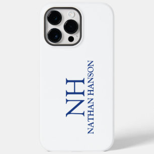Coque Case-Mate iPhone Monogramme bleu simple moderne