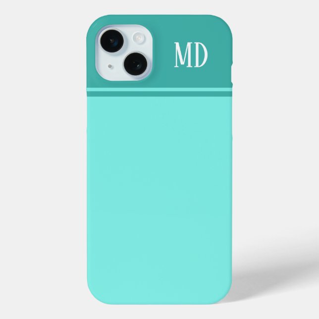 Coques Case-Mate iPhone Monogramme bleu Turquoise simple et joli (Verso)