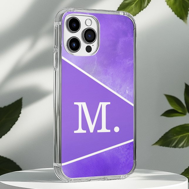 Coques Case-Mate iPhone Monogramme bleu violet moderne (Créateur téléchargé)