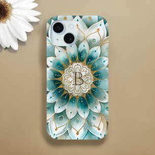 Coque Case-Mate iPhone Monogramme Blue Turquoise or Floral Mandala