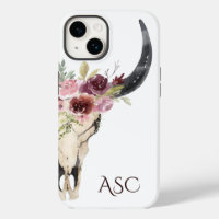 Monogramme Boho Floral Skull