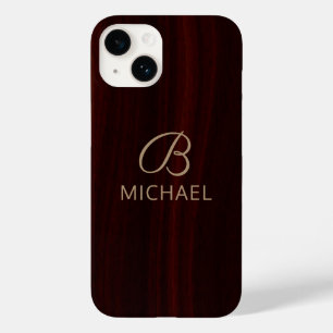 Coque Case-Mate iPhone Monogramme Bois d'Acajou Personnalisé Nom
