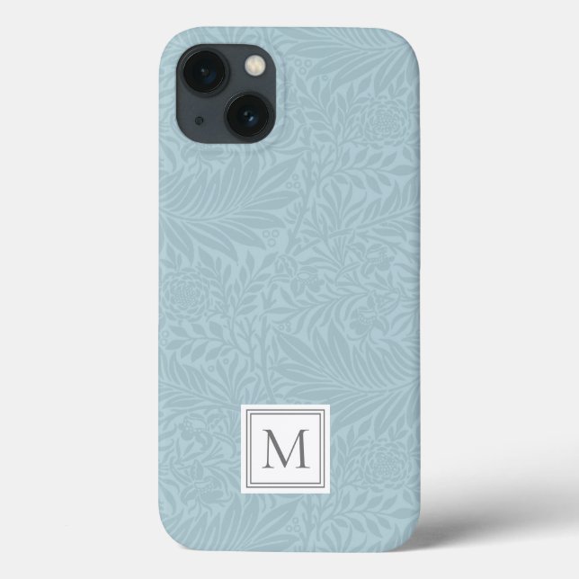 Coques Case-Mate iPhone Monogramme botanique floral bleu élégant (Verso)