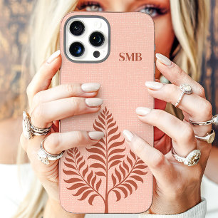 Coque iPhone 16 Pro Max Monogramme Botanique Minimaliste en Terracotta