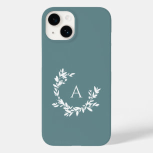 Coque Case-Mate iPhone Monogramme botanique Turquoise Turquoise initial
