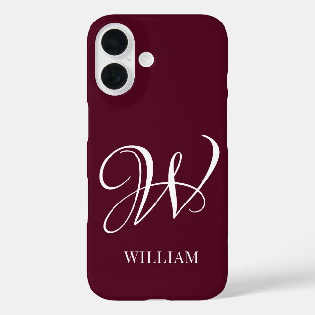 Coques Case-Mate iPhone Monogramme Bourgogne Elégant Personnalisé Initial (Verso)