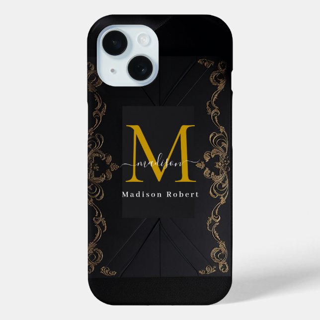 Coques Case-Mate iPhone Monogramme Brown de luxe moderne Script amusant in (Verso)
