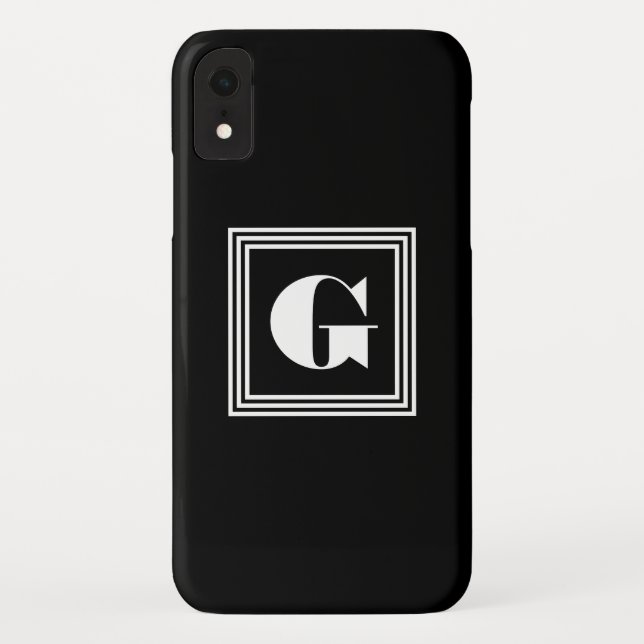 Coques Case-Mate iPhone Monogramme Cadre Gras 3 | Noir & Blanc (Dos)
