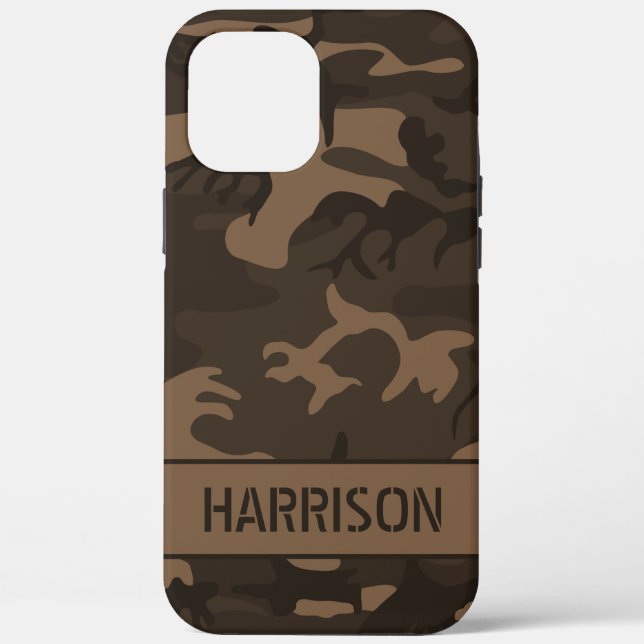 Coques Case-Mate iPhone Monogramme camouflage marron (Verso)