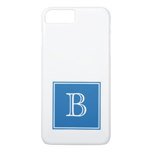 Coques Case-Mate iPhone Monogramme Carré bleu (Dos)