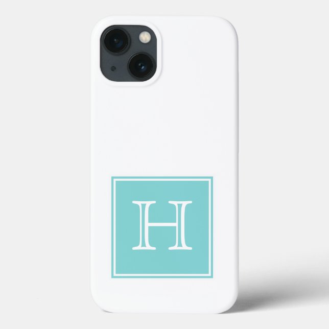 Coques Case-Mate iPhone Monogramme Carré Turquoise (Verso)