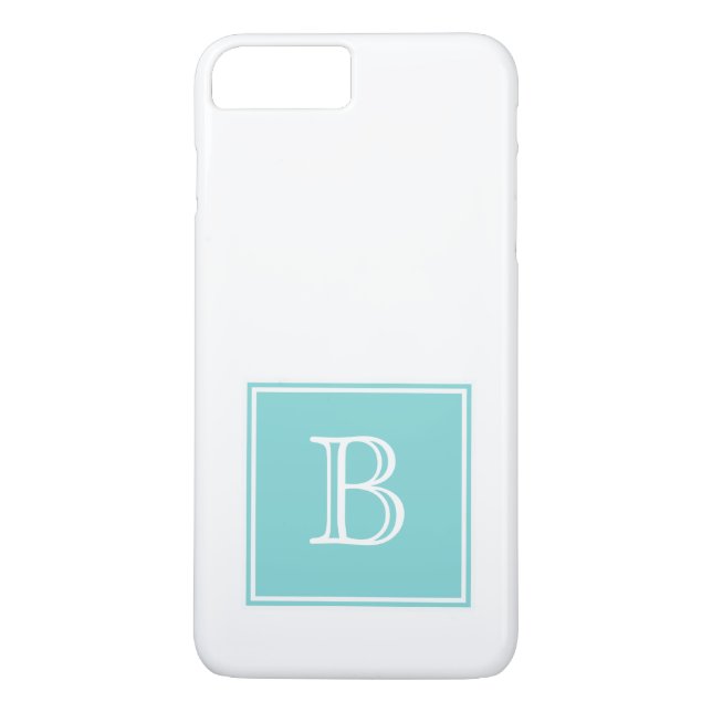 Coques Case-Mate iPhone Monogramme Carré Turquoise (Dos)