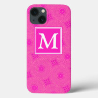 Monogramme cercle rose chaud motif Coque-Mate iPho