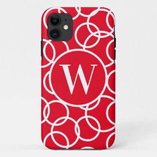 Case-Mate iPhone Case Monogramme Cercles blancs Rouge moderne Abstrait