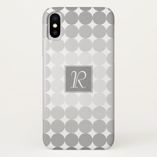 Coques Case-Mate iPhone Monogramme Cercles Gris Moderne (Dos)