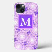 Monogramme cercles violets motif Coque-Mate iPhone