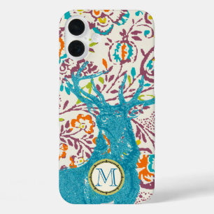 Coque Pour iPhone 16 Plus Monogramme Cerf Vintage Art Nouveau Forêt iphone