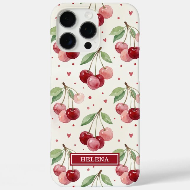 Coques Case-Mate iPhone Monogramme Cerises Aquarelle (Verso)