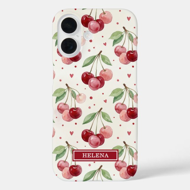 Coques Case-Mate iPhone Monogramme Cerises Aquarelle (Verso)
