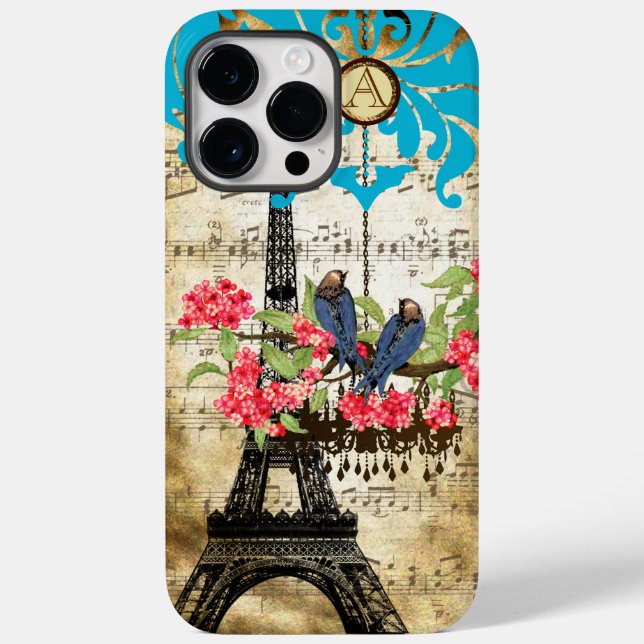 Coques Case-Mate iPhone Monogramme Cerisier Fleur Oiseau Chandelier iPhone (Verso)