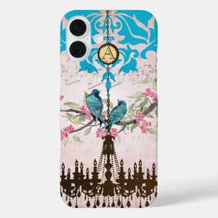 Coque Pour iPhone 16 Plus Monogramme Cerisier Fleur Oiseau Chandelier iPhone