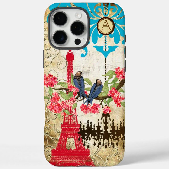 Coques Case-Mate iPhone Monogramme Cerisier Fleur Oiseau Chandelier iPhone (Verso)