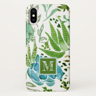 Coque iPhone X Monogramme   Champ I Succulent