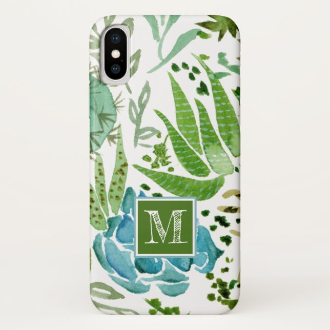 Coques Case-Mate iPhone Monogramme | Champ I Succulent (Dos)