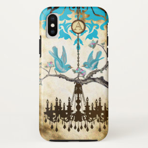 Coque Case-Mate iPhone Monogramme Chandelier d'oiseaux en fleurs de ceris