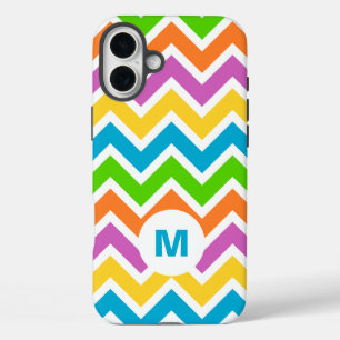 Coque Pour iPhone 16 Plus Monogramme Chevron Arc-en-ciel Clair