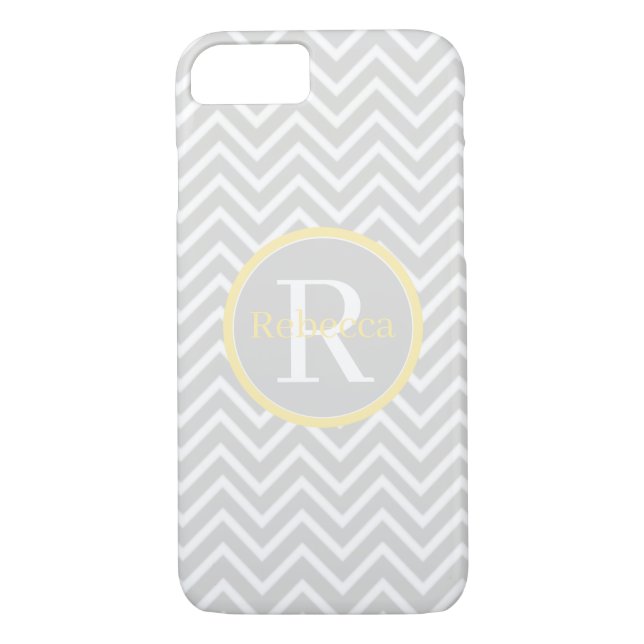 Coques Case-Mate iPhone Monogramme Chevron Jaune à peine là (Dos)