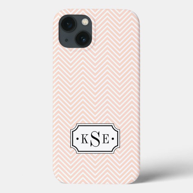 Coques Case-Mate iPhone Monogramme Chevron rose et noir (Verso)