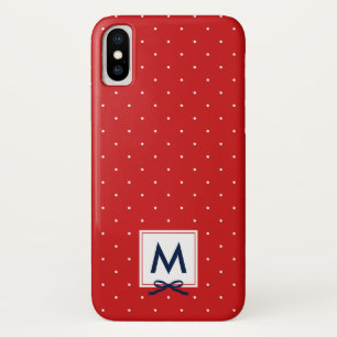 Etui iPhone Case-Mate Monogramme Chic Blue Ribbon Red Polka Dot Motif