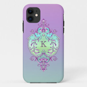 Coque Case-Mate Pour iPhone Monogramme chic et fleuri de diamants