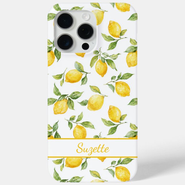 Coques Case-Mate iPhone Monogramme Citrons Aquarelle (Verso)