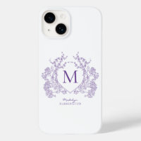 Monogramme classique de crête florale violet botan